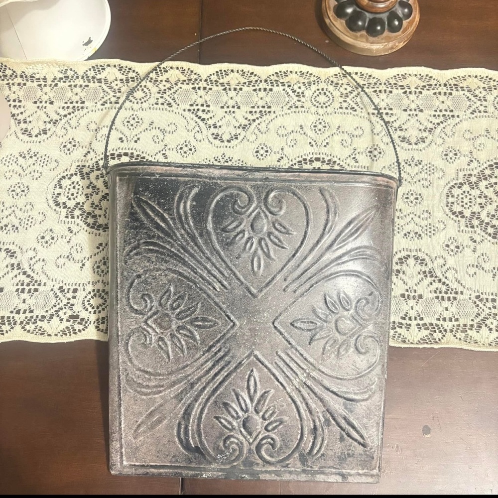 Vintage metal hanging planter